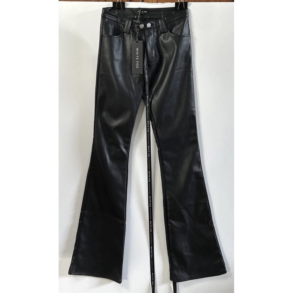 NWT White Fox Dreams And Delights Low Rise Faux Leather Flare Pants Small 34"ins